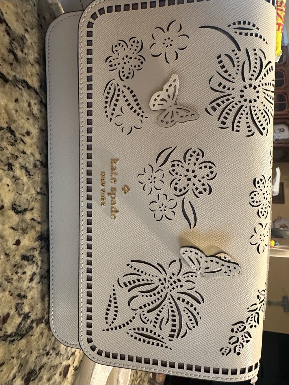 kate spade White Floral & Butterfly Laser-Cut Crossbody NWT - Picture 9 of 16